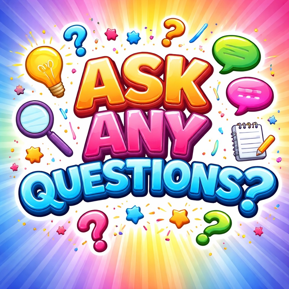Multicolor 'Ask Any Questions?' Party Poster - Vibrant Home Party Decor